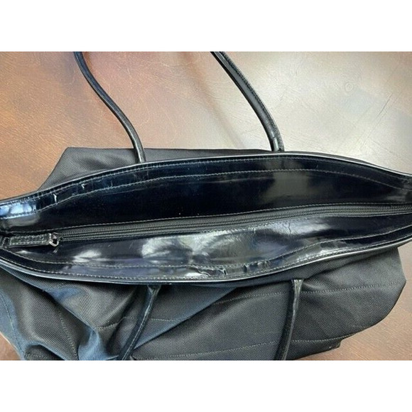 GUCCI Black Nylon Patent Tote Handbag Purse Women Laptop Business Overnight Hobo - Picture 10 of 15